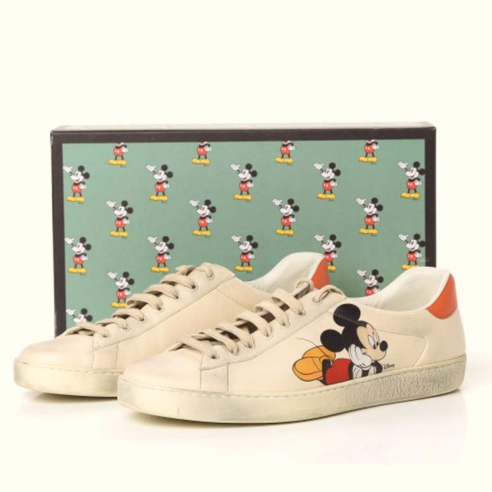 🏰Gucci🏰Women’s Miro Soft Calfskin Disney Mickey Mouse Ace Sneaker-Size 37